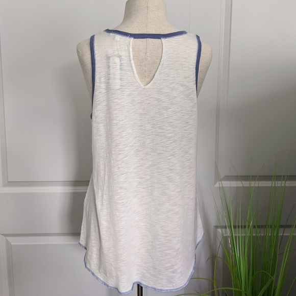 PJ Salvage Red Wine & Blue Tank Lounge Keyhole Back White Silver Red Blue L NWT - Picture 5 of 7